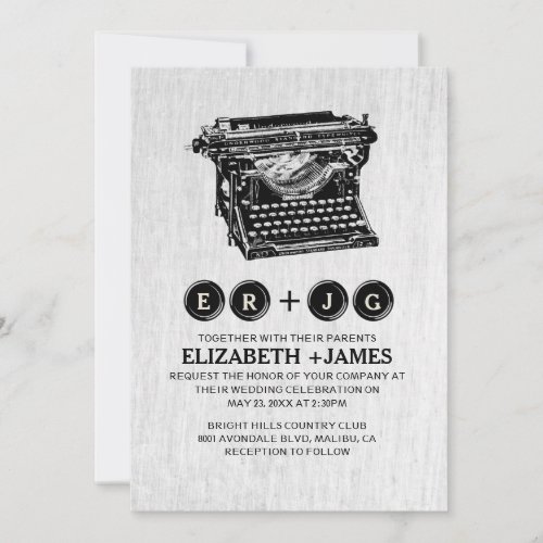 Old Typewriter Keys Wedding Invitations