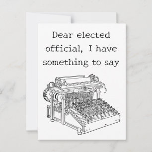 Old Typewriter Message to Elected Officials Postcard