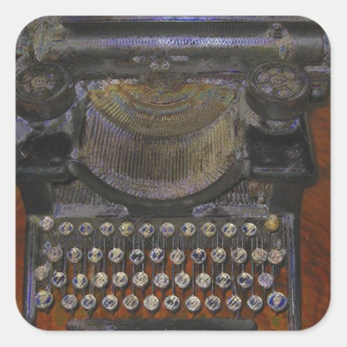 OLd Typewriter Red Table Square Sticker