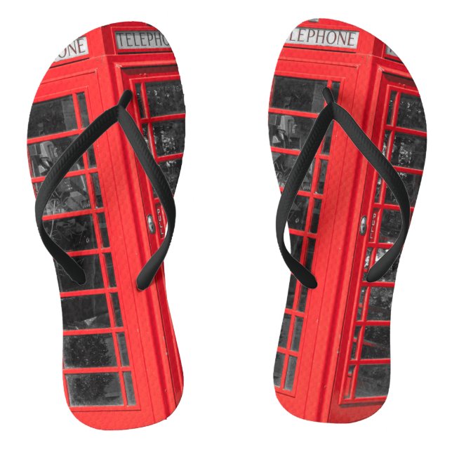 Old UK Telephone Box Flip Flops (Footbed)