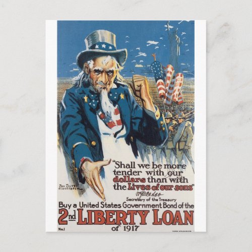 Old Uncle Sam US War Poster circa 1917 Postcard