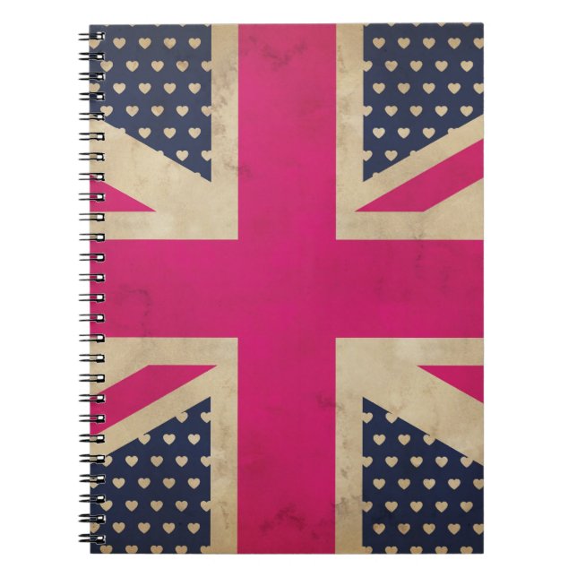 Old Union Jack in Pink Flag  Notebook (Front)