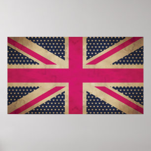 Old Union Jack in Pink Flag Poster/Print Poster