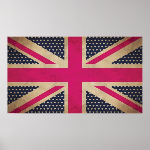 Old Union Jack in Pink Flag PosterPrint Poster