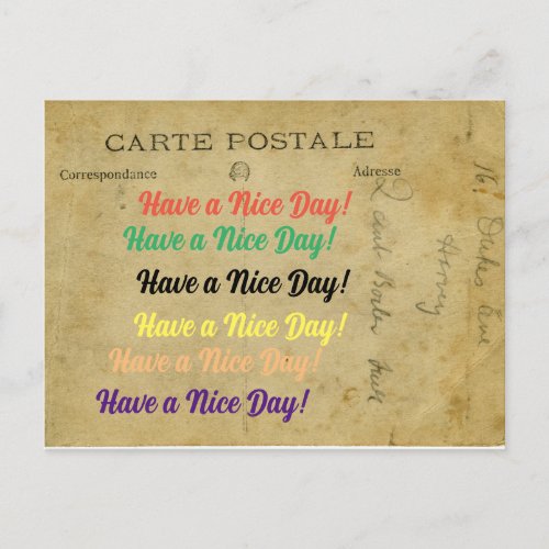 Old Unique Postacard Have a nice day Holiday Postcard