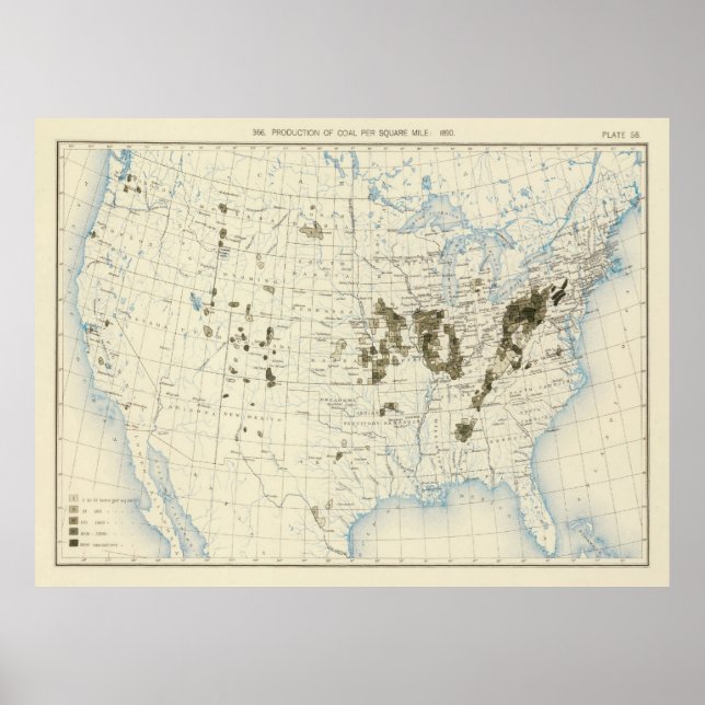 Old US Coal Mining Map (1898)  Poster (Front)