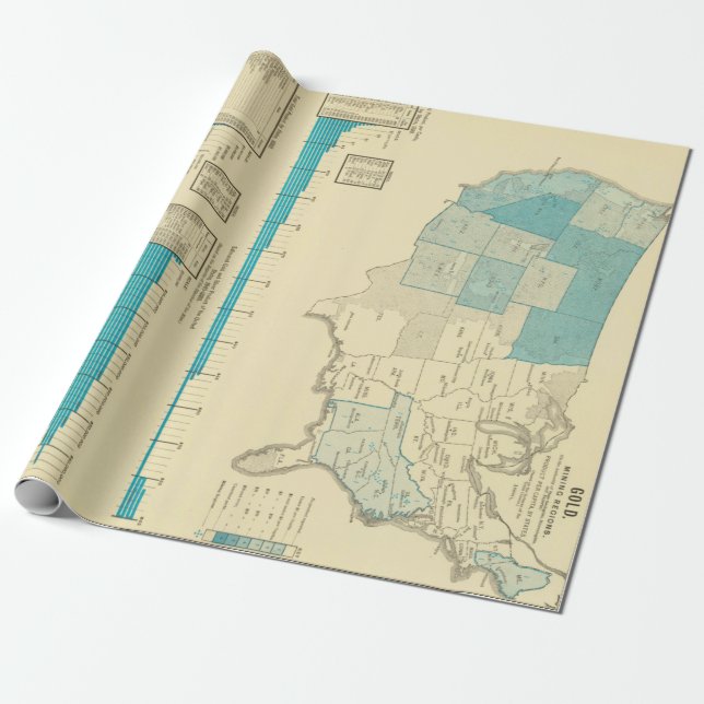 Old US Gold Mining Map (1883)  Wrapping Paper (Unrolled)