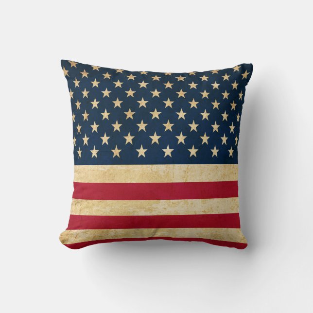Old USA flag Throw Pillow (Front)