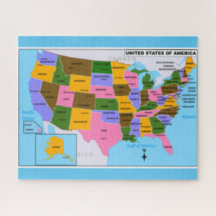 OLD USA Map with State Capitals and Gulf of Mexico Jigsaw Puzzle