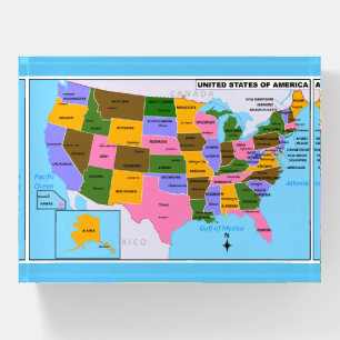 OLD USA Map with State Capitals and Gulf of Mexico Paperweight