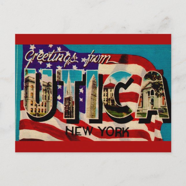 Old Utica New York Greeting Postcard (Front)