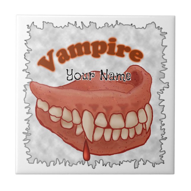 Old Vampire Teeth Ceramic Tile (Front)