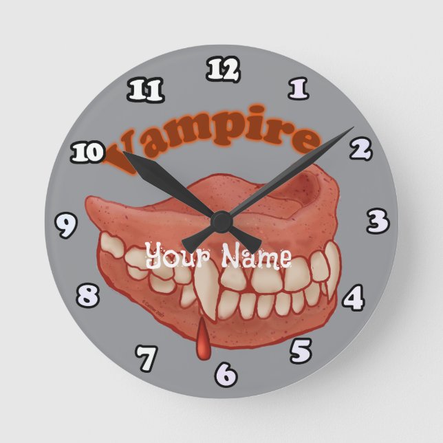 Old Vampire Teeth Round Clock (Front)