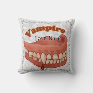 Old Vampire Teeth Throw Pillow