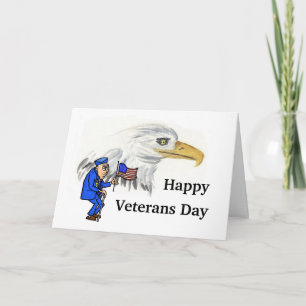 Old Veteran & American Eagle Veterans Day Card