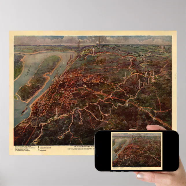 Old Vicksburg National Military Park Map 1925 Poster Zazzle 7645