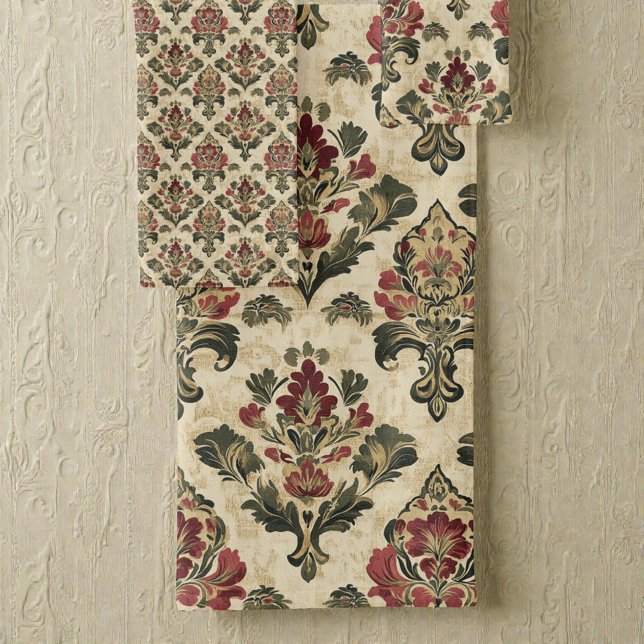 Old Victorian Damask Pattern Bath Towel Set (Creator Uploaded)
