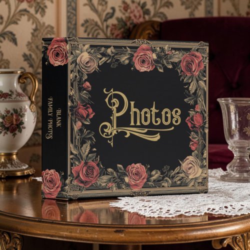 Old Victorian Floral Frame Photo Album 3 Ring Binder
