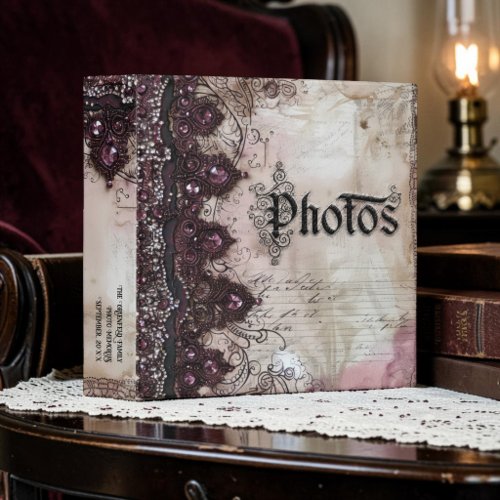 Old Victorian Floral Photo Album 3 Ring Binder