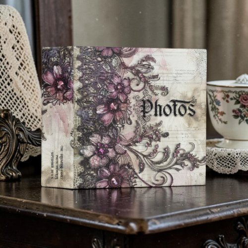Old Victorian Floral Photo Album 3 Ring Binder