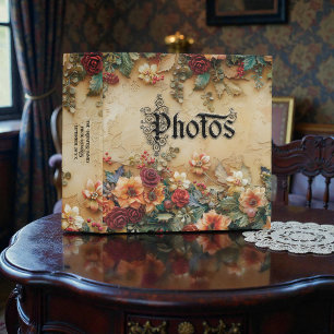 Old Victorian Floral Photo Album 3 Ring Binder