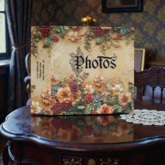 Old Victorian Floral Photo Album 3 Ring Binder (Creator Uploaded)