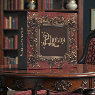 Old Victorian Gold Frame Photo Album 3 Ring Binder