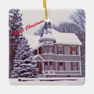 Old Victorian House - Home for the Holidays Ceramic Ornament