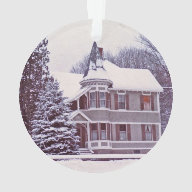 Old Victorian House - Home for the Holidays Ornament (Back)