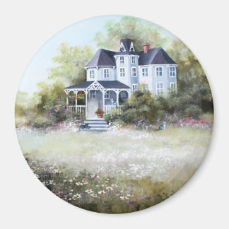 Old Victorian House With Cats Rustic  Country  Magnet