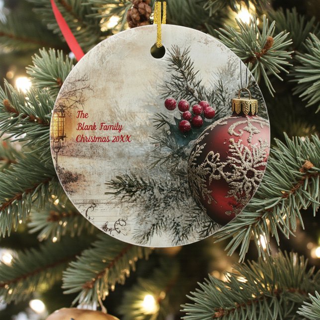 Old Victorian Rustic Family Personalized Ceramic Ornament (Creator Uploaded)