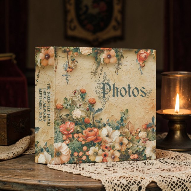 Old Victorian Rustic Floral Photo Album 3 Ring Binder (Creator Uploaded)