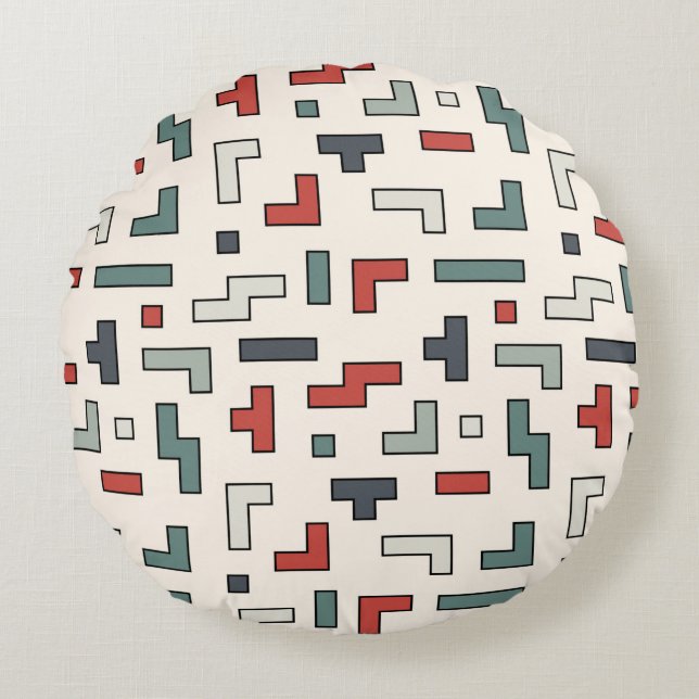 Old video game square seamless pattern,background  round pillow (Front)