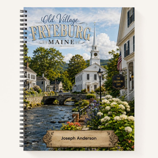 Old Village Fryeburg Maine Personalized Notebook (Front)
