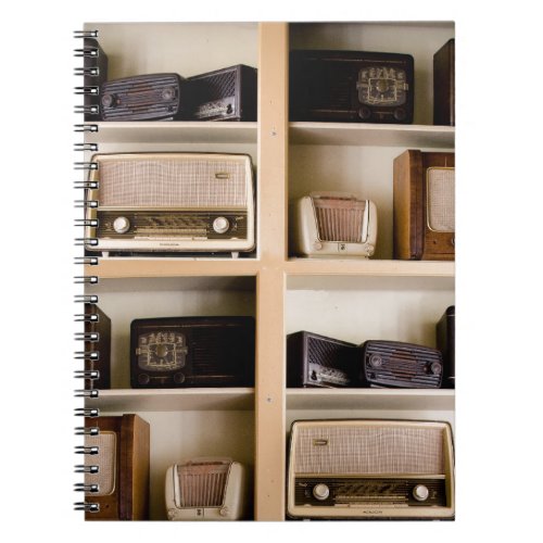 Old Vintage 1950s Radios on Shelves Notebook