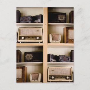 Old Vintage 1950's Radios on Shelves Postcard