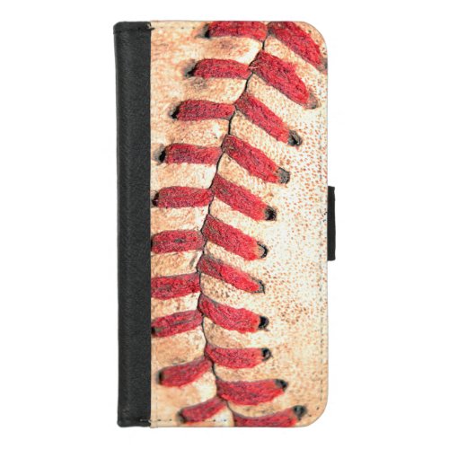 Old Vintage Baseball Ball Red Stitching iPhone 87 Wallet Case