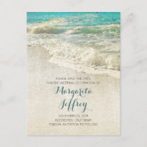 Old vintage beach save the date postcards