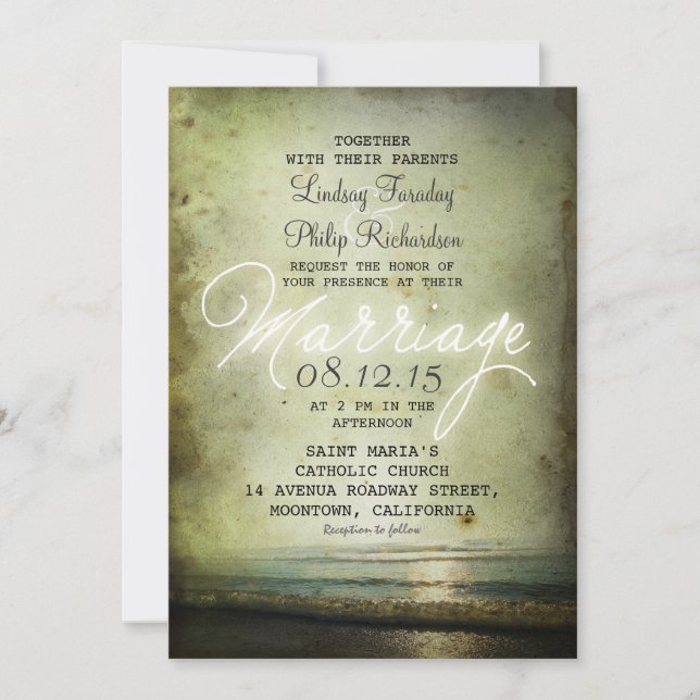 old vintage BEACH WEDDING INVITATIONS (Front)