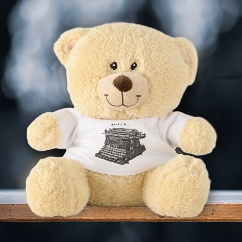 Old Vintage Black and White manual Typewriter  Teddy Bear