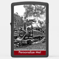 Old Vintage Black and White Steam Train Locomotive Zippo Lighter