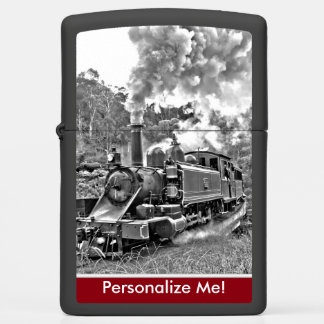 Old Vintage Black and White Steam Train Locomotive Zippo Lighter