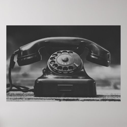 Old Vintage Black Telephone  Poster