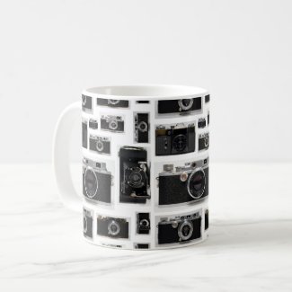 Old Vintage Cameras in Bulk white Mug