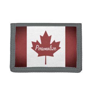 Old vintage Canadian flag of Canada custom velcro Tri-fold Wallet
