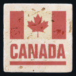 Old vintage Canadian flag of Canada travertine Stone Coaster<br><div class="desc">Vintage Canadian maple leaf flag of Canada travertine Stone Coaster. Patriotic Canada Day gift idea. Rustic design for home or party.</div>