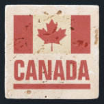 Old vintage Canadian flag of Canada travertine Stone Coaster<br><div class="desc">Vintage Canadian maple leaf flag of Canada travertine Stone Coaster. Patriotic Canada Day gift idea. Rustic design for home or party.</div>