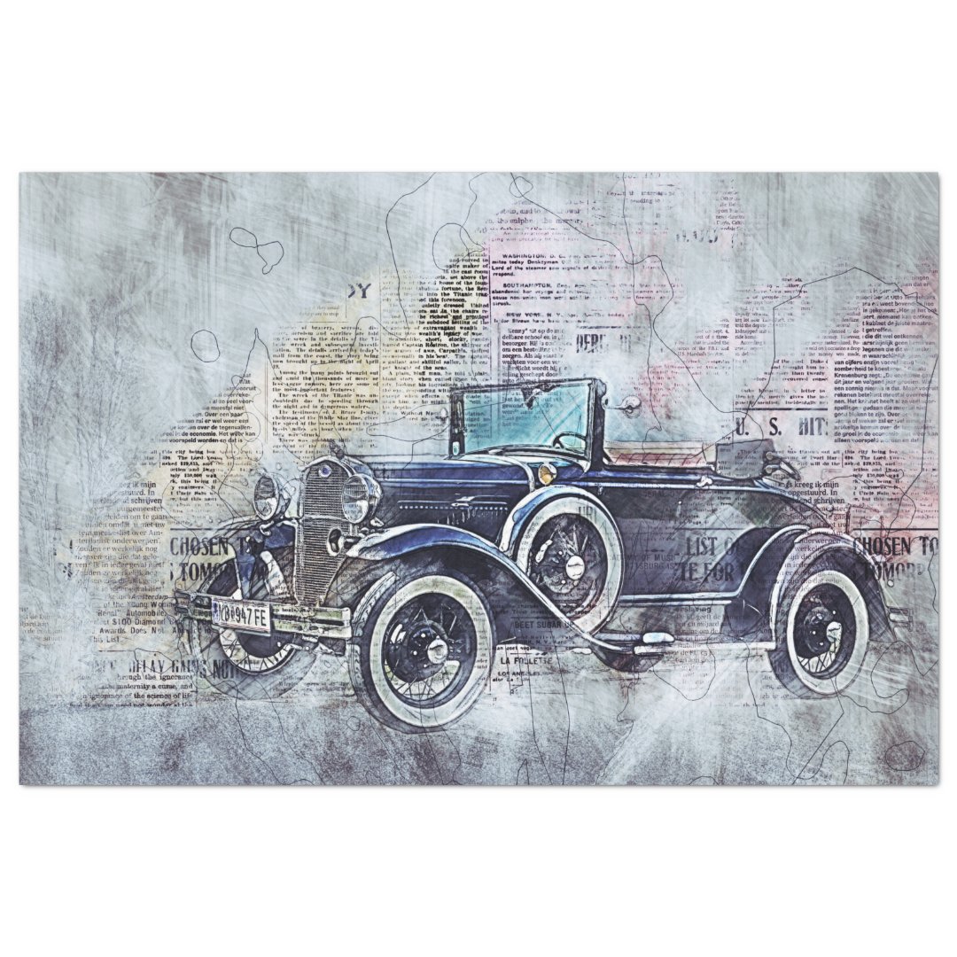 Old Vintage Car 20x30 Decoupage Tissue Paper | Zazzle