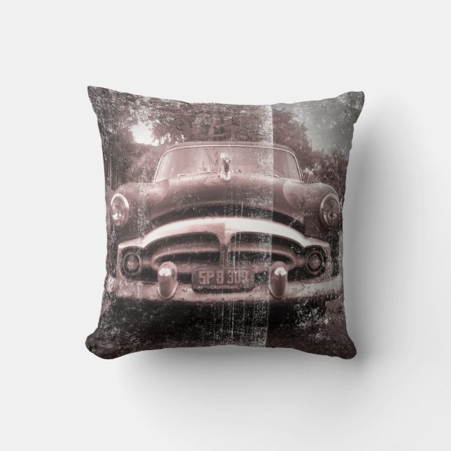Old Vintage Car Throw Pillow (Front)