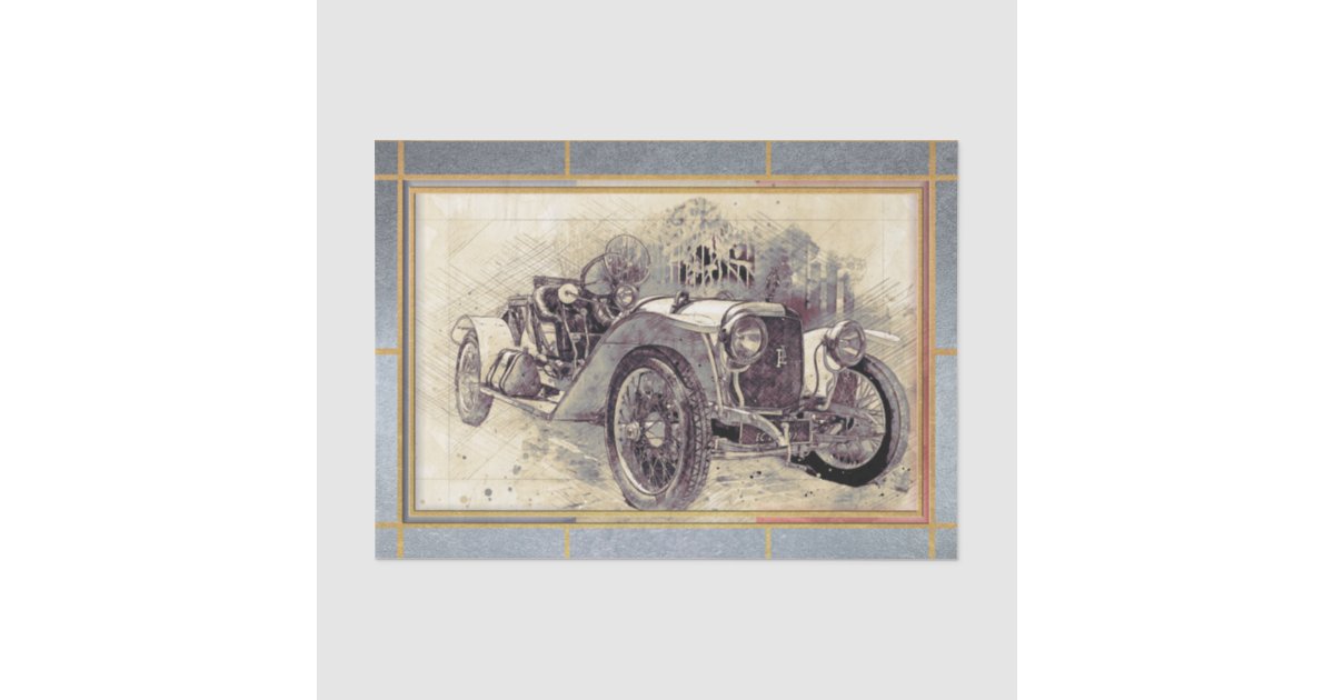 Old Vintage Classic Car Decoupage Tissue Paper | Zazzle